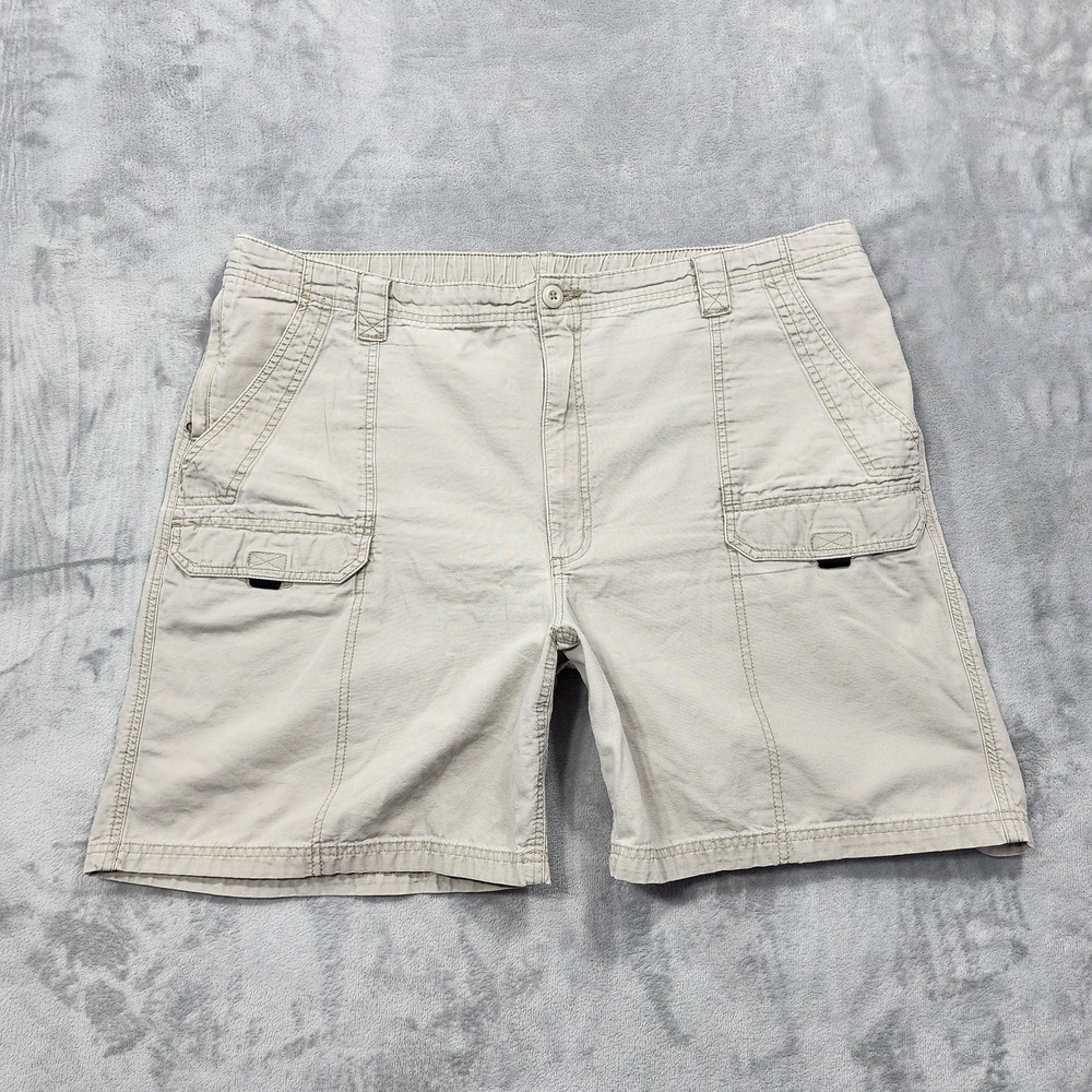 Wrangler Shorts Mens 44 Beige Cargo Elastic Waist Canvas Outdoor Casual 9 Inseam